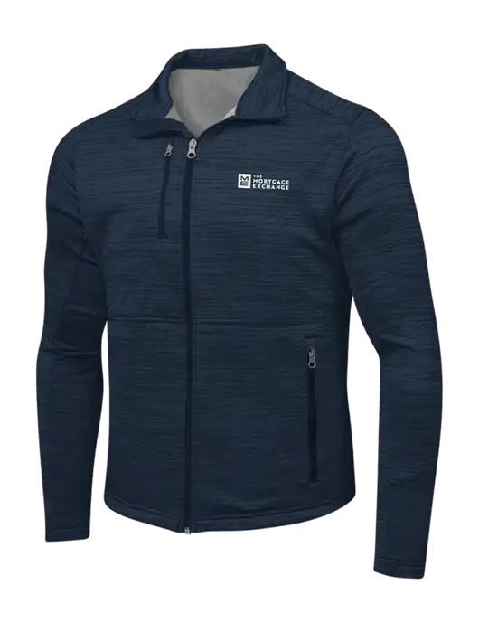 Navy Digi Stripe Fleece Jacket w/Mortgage Exchange Logo
