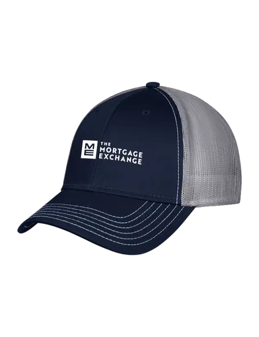 Navy/Grey Mesh Trucker Cap Snap Back w/Mortgage Exchange Logo