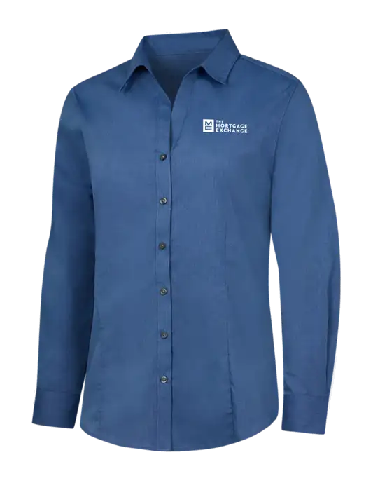 Light Navy Womens Crosshatch Easy Care Shirt w/Mortgage Exchange Logo
