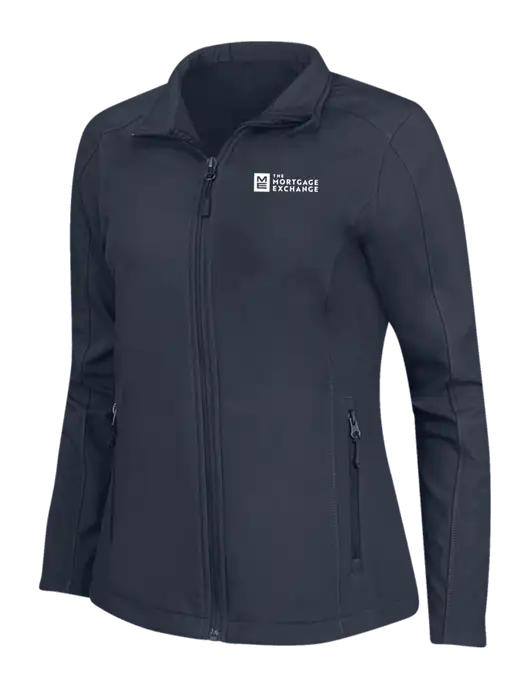 Navy Womens Core Soft Shell Jacket w/Mortgage Exchange Logo
