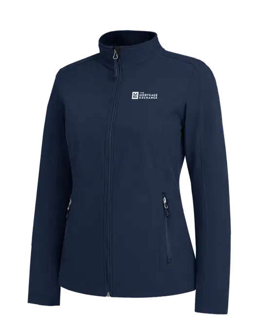 Navy Womens Core Soft Shell Jacket w/Mortgage Exchange Logo