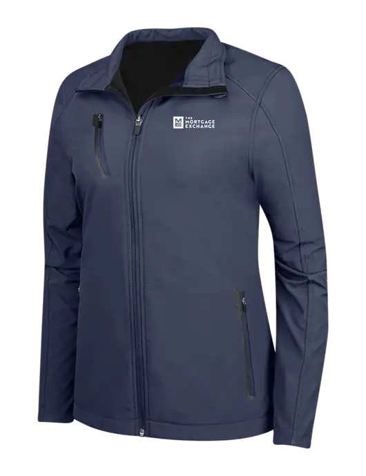 Navy Womens Welded Softshell Jacket w/Mortgage Exchange Logo