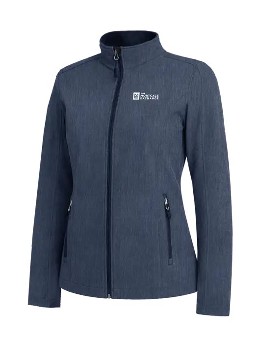 Navy Heather Womens Core Soft Shell Jacket w/Mortgage Exchange Logo