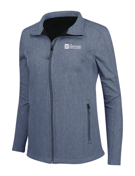 Navy Heather Womens Core Soft Shell Jacket w/Mortgage Exchange Logo