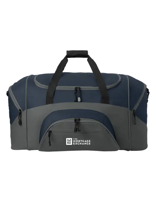 Standard Colorblock Navy/Dark Grey Sport Duffel w/Mortgage Exchange Logo