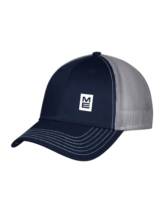 Navy & Grey Mesh Trucker Cap Snap Back w/ME Stacked Logo