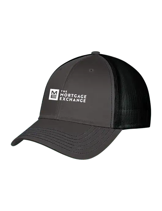 Charcoal & Black Mesh Trucker Cap Snap Back w/Mortgage Exchange Logo