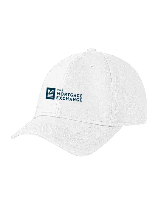 White Structured Soft Snap Closure Hook & Loop Cap w/Mortgage Exchange Logo