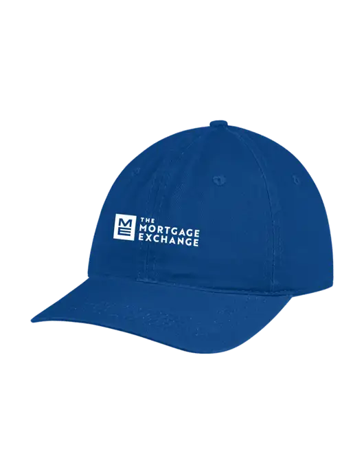 Garment Washed Unstructured Twill Royal Cap w/Mortgage Exchange Logo