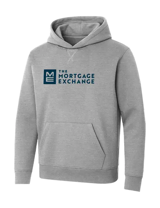 Allmade Granite Grey Heather Organic French Terry Pullover Hoodie w/Mortgage Exchange Logo