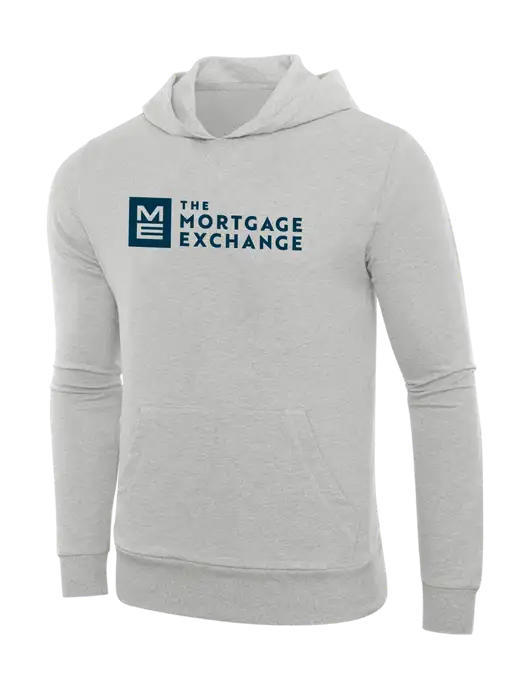 Allmade Granite Grey Heather Organic French Terry Pullover Hoodie w/Mortgage Exchange Logo