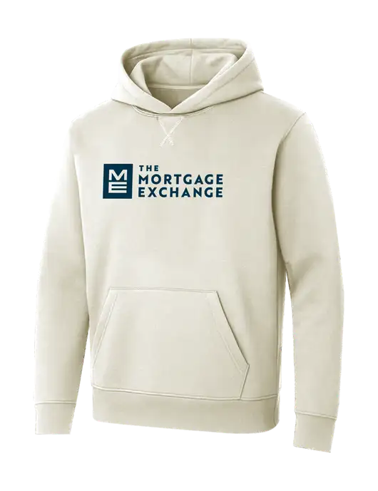 Allmade White Sand Organic French Terry Pullover Hoodie w/Mortgage Exchange Logo