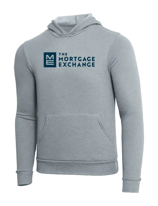 BELLA+CANVAS Light Grey Heather Sponge Fleece Pullover Hoodie w/Mortgage Exchange Logo
