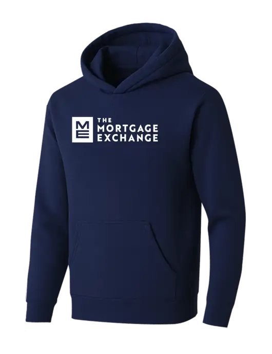 BELLA+CANVAS Navy Sponge Fleece Pullover Hoodie w/Mortgage Exchange Logo