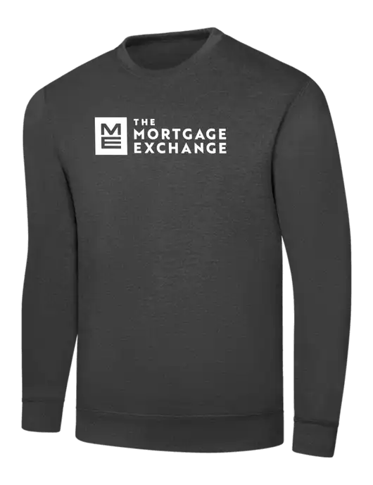 Dark Heather Grey 7.8 oz Ring Spun Crew Sweatshirt w/Mortgage Exchange Logo