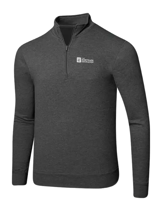 Dark Heather Grey 8.5 oz Ring Spun 1/4 Zip Pullover Sweatshirt w/Mortgage Exchange Logo