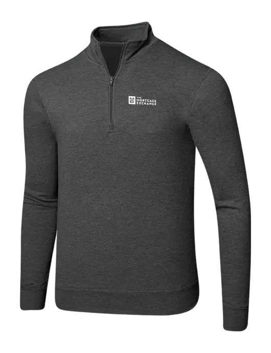 Dark Heather Grey 8.5 oz Ring Spun 1/4 Zip Pullover Sweatshirt w/Mortgage Exchange Logo