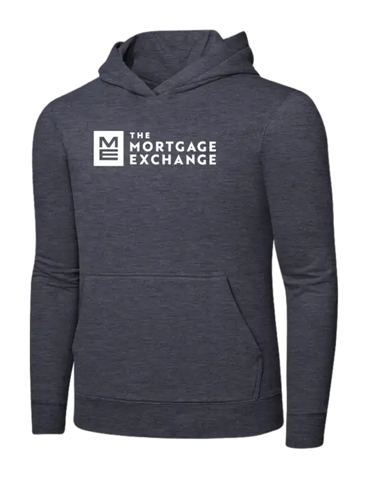 Heather Navy 7.8 oz Ring Spun Hooded Sweatshirt w/Mortgage Exchange Logo