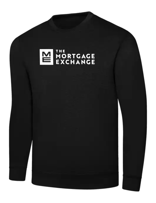 Black 7.8 oz Ring Spun Crew Sweatshirt w/Mortgage Exchange Logo
