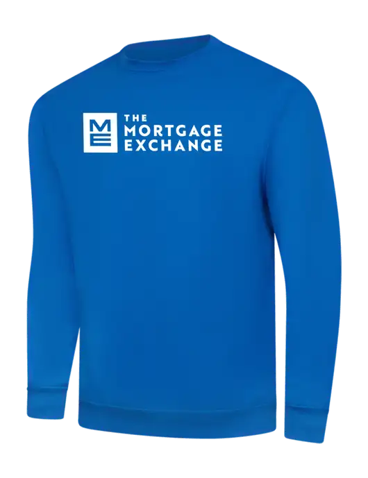 True Royal 9 oz 50/50 Cotton/Poly Crew Sweatshirt w/Mortgage Exchange Logo