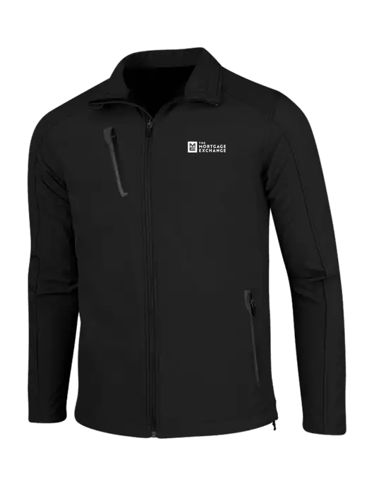 Black Welded Softshell Jacket w/Mortgage Exchange Logo
