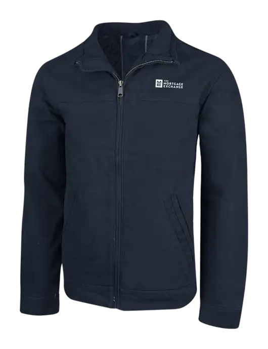 Cornerstone Navy Washed Duck Cloth Flannel Lined Work Jacket w/Mortgage Exchange Logo