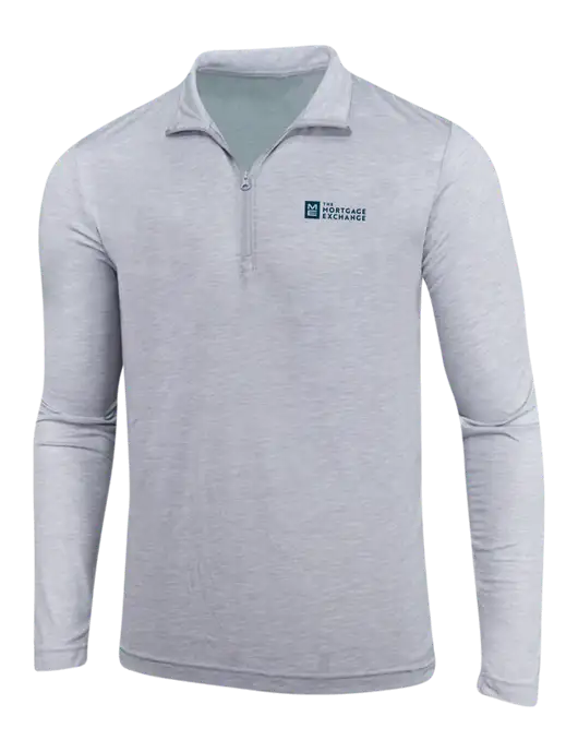 Light Grey Heather Posicharge Tri-Blend Wicking 1/4 Zip Pullover w/Mortgage Exchange Logo