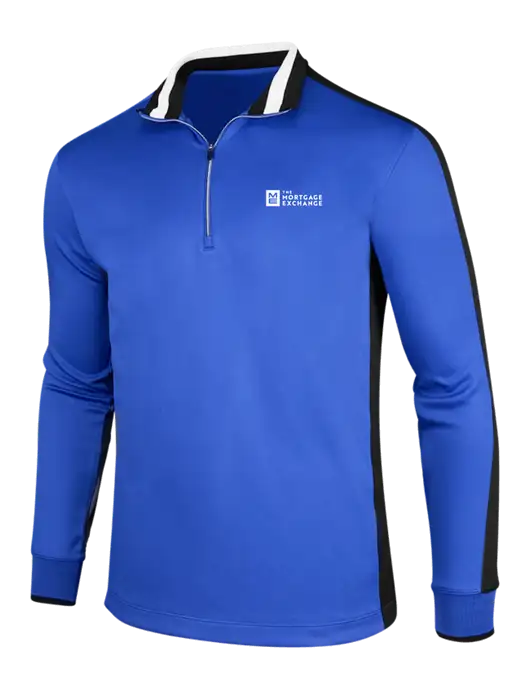 NIKE Game Royal/Black/White Dry-Fit 1/2 Zip Cover-Up w/Mortgage Exchange Logo