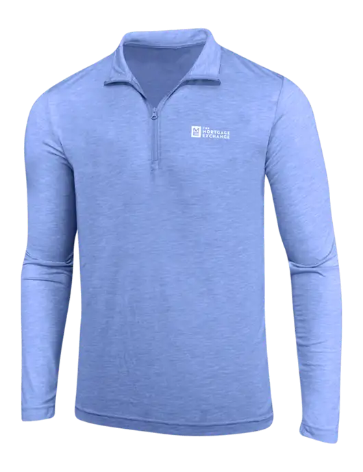 True Royal Heather Posicharge Tri-Blend Wicking 1/4 Zip Pullover w/Mortgage Exchange Logo