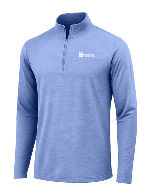True Royal Heather Posicharge Tri-Blend Wicking 1/4 Zip Pullover w/Mortgage Exchange Logo