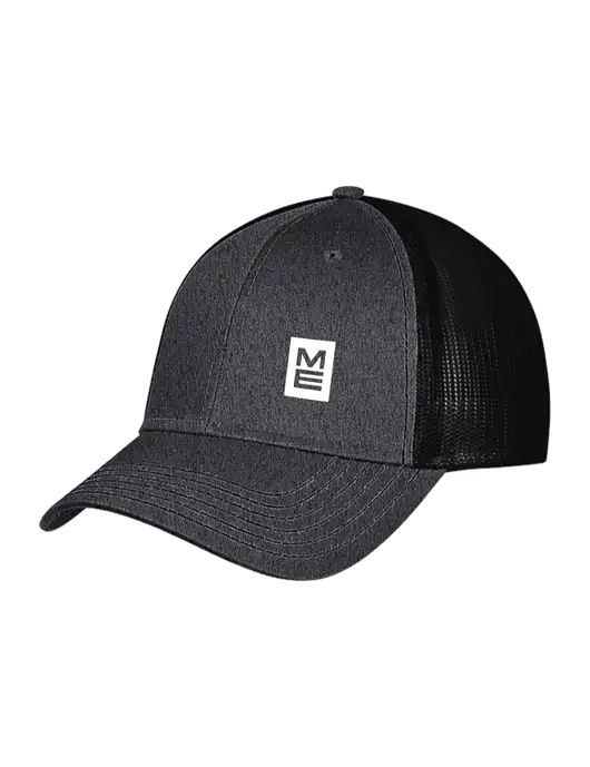 Charcoal Heather/Black Mesh Trucker Cap Snap Back w/ME Stacked Logo