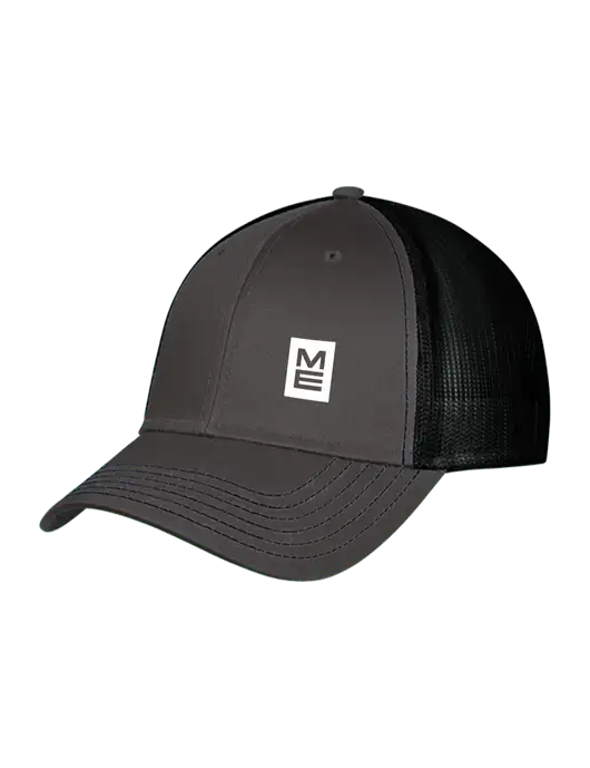 Charcoal & Black Mesh Trucker Cap Snap Back w/ME Stacked Logo