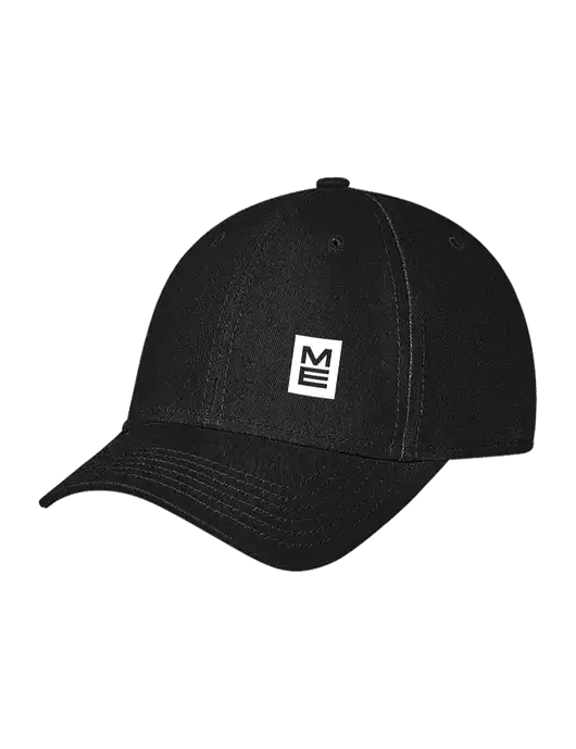Black Structured Soft Snap Closure Hook & Loop Cap w/ME Stacked Logo