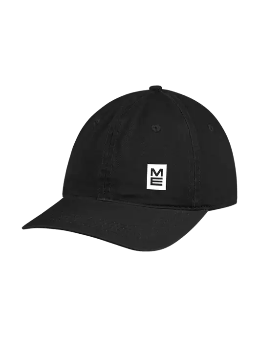 Garment Washed Unstructured Twill Black Cap w/ME Stacked Logo