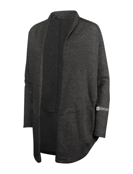 Charcoal Heather/ Medium Heather Grey Womens Interlock Cardigan w/Mortgage Exchange Logo