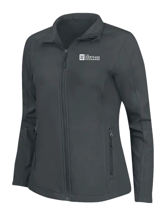 Charcoal Grey Womens Core Soft Shell Jacket w/Mortgage Exchange Logo