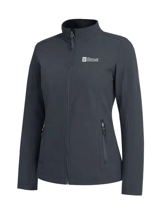 Charcoal Grey Womens Core Soft Shell Jacket w/Mortgage Exchange Logo