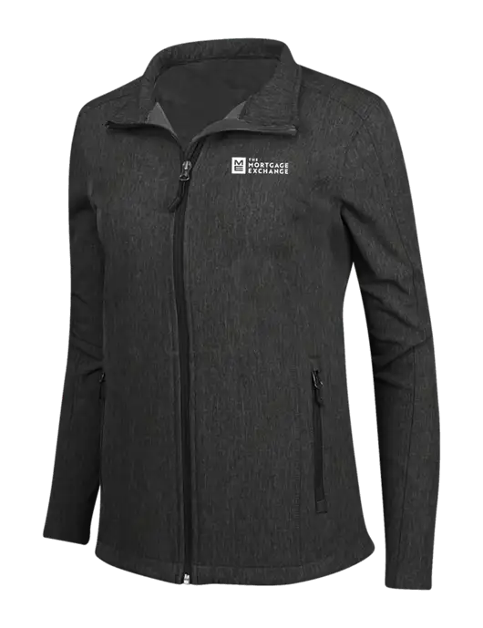 Black Charcoal Heather Womens Core Soft Shell Jacket w/Mortgage Exchange Logo