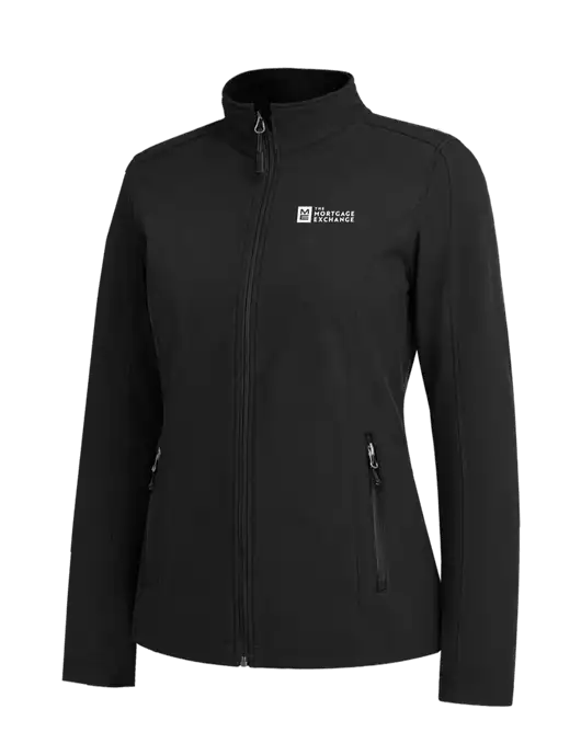 Black Womens Core Soft Shell Jacket w/Mortgage Exchange Logo