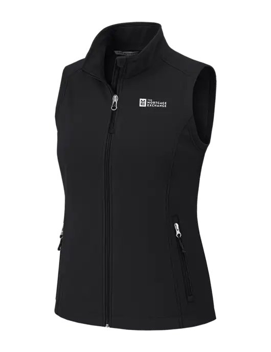 Black Womens Core Soft Shell Vest w/Mortgage Exchange Logo