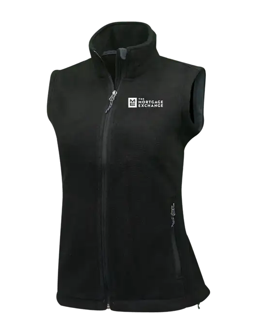 Womens Black Fleece Vest w/Mortgage Exchange Logo