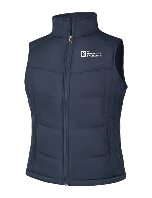  Womens Dark Slate/Black Puffy Vest w/Mortgage Exchange Logo