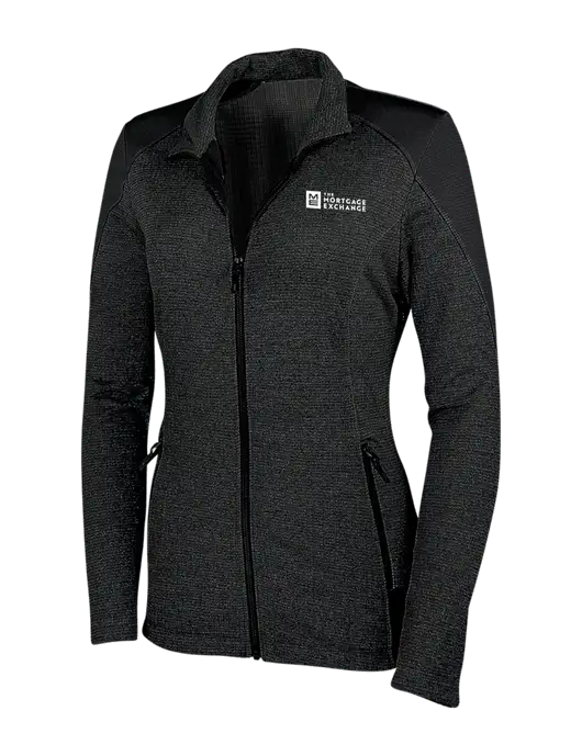 Womens Black Grid Fleece Jacket w/Mortgage Exchange Logo