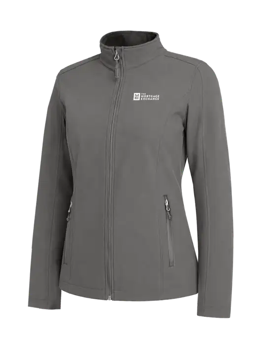 Medium Grey Womens Core Soft Shell Jacket w/Mortgage Exchange Logo
