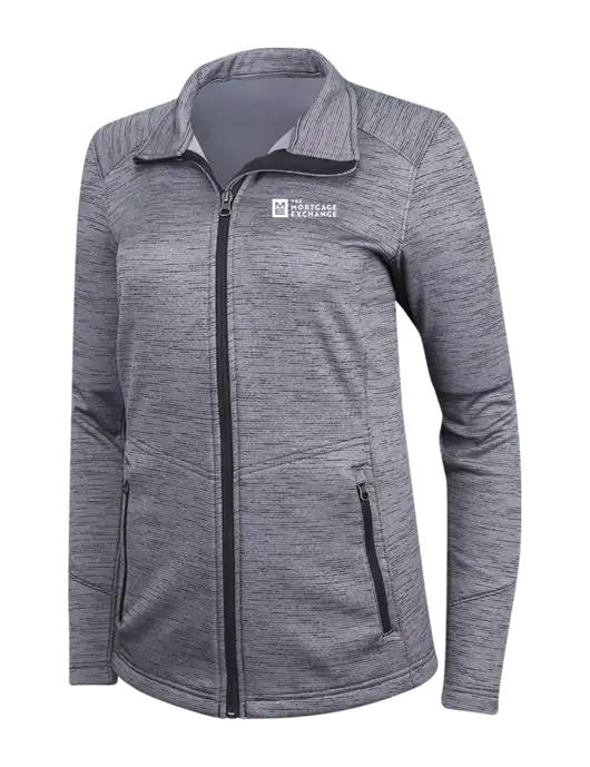 Medium Grey Womens Digi Stripe Fleece Jacket w/Mortgage Exchange Logo