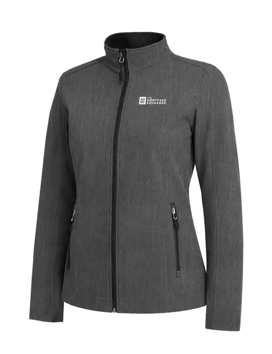 Medium Grey Heather Womens Core Soft Shell Jacket w/Mortgage Exchange Logo