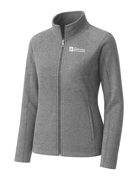 Medium Grey Womens Heather Microfleece Full-Zip Jacket w/Mortgage Exchange Logo