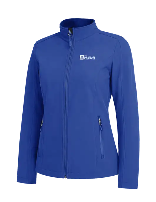 Dark Royal Womens Core Soft Shell Jacket w/Mortgage Exchange Logo