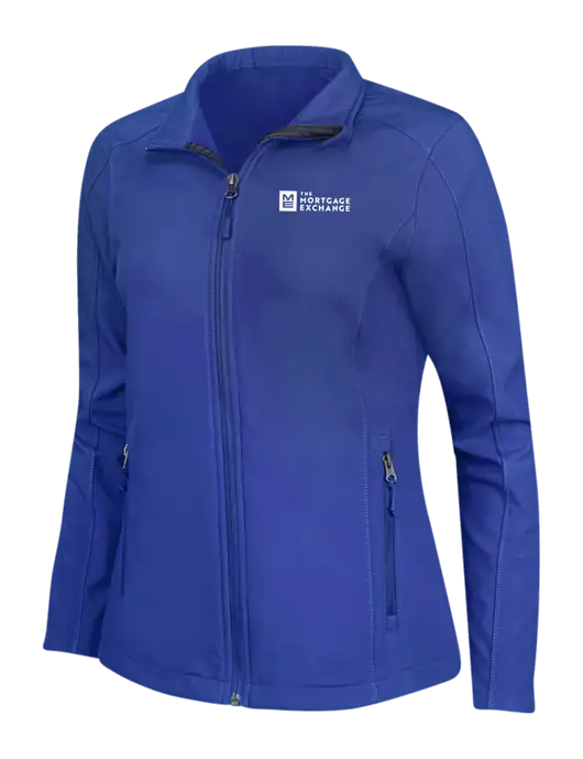 Dark Royal Womens Core Soft Shell Jacket w/Mortgage Exchange Logo