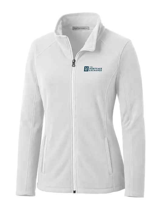 White Womens Microfleece Jacket w/Mortgage Exchange Logo